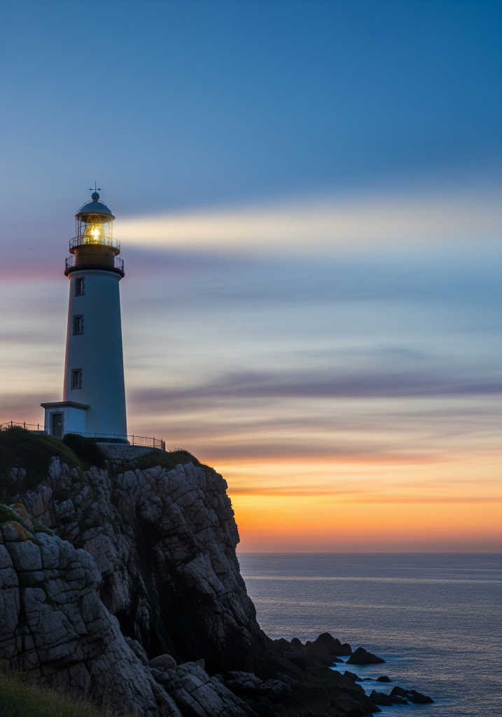 Un faro iluminando el mar, simbolizando el retiro estratégico "El Faro de vuestro Proyecto" para definir la Misión, Visión y Valores de un centro educativo.